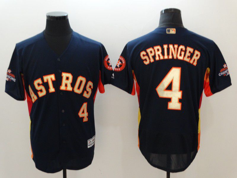 Men Houston Astros #4 Springer Blue Elite Champion Edition MLB Jerseys->houston astros->MLB Jersey